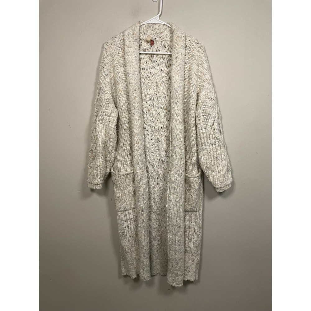 Anthropologie Pilcro Chunky Cable Knit Long Line Cardigan in Cream Size XS/S